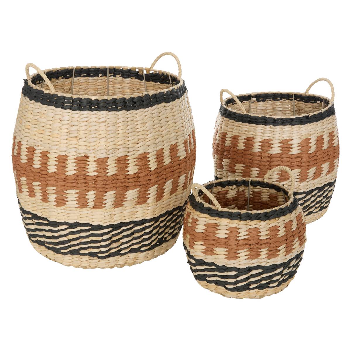 Set of 3 "Wonja" Baskets Orange, 32x32 cm
