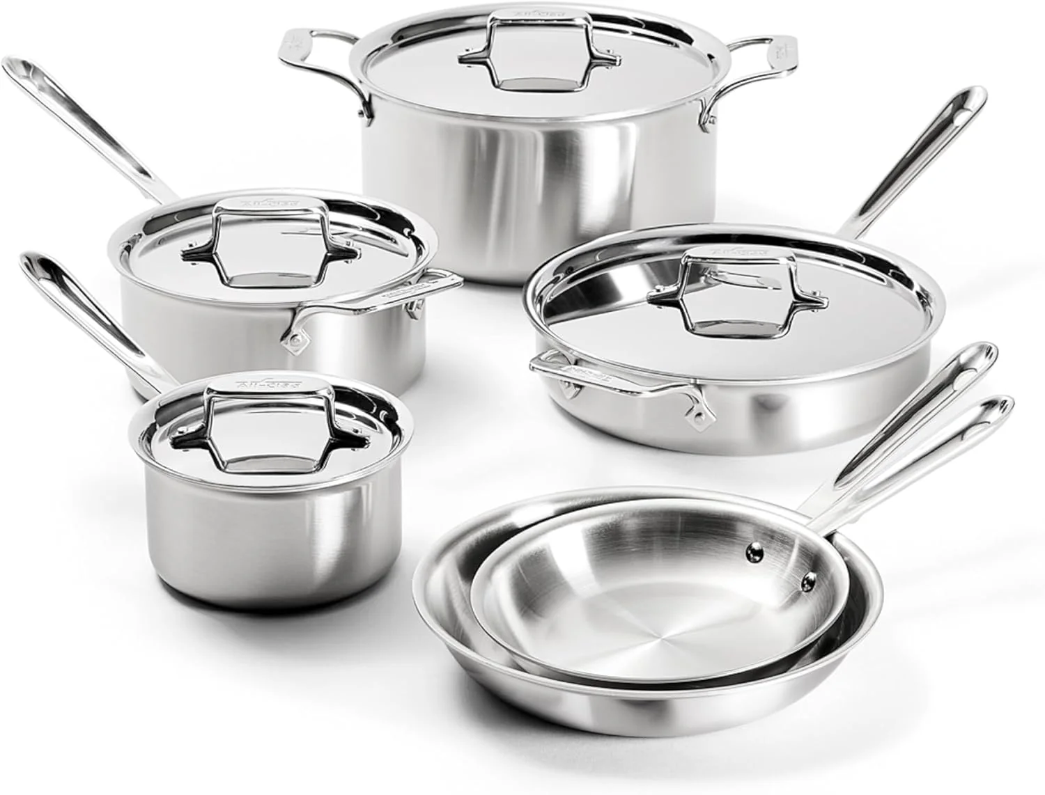 All-Clad Stainless Steel 10 Piece Cookware Set, Made In USA - D5
