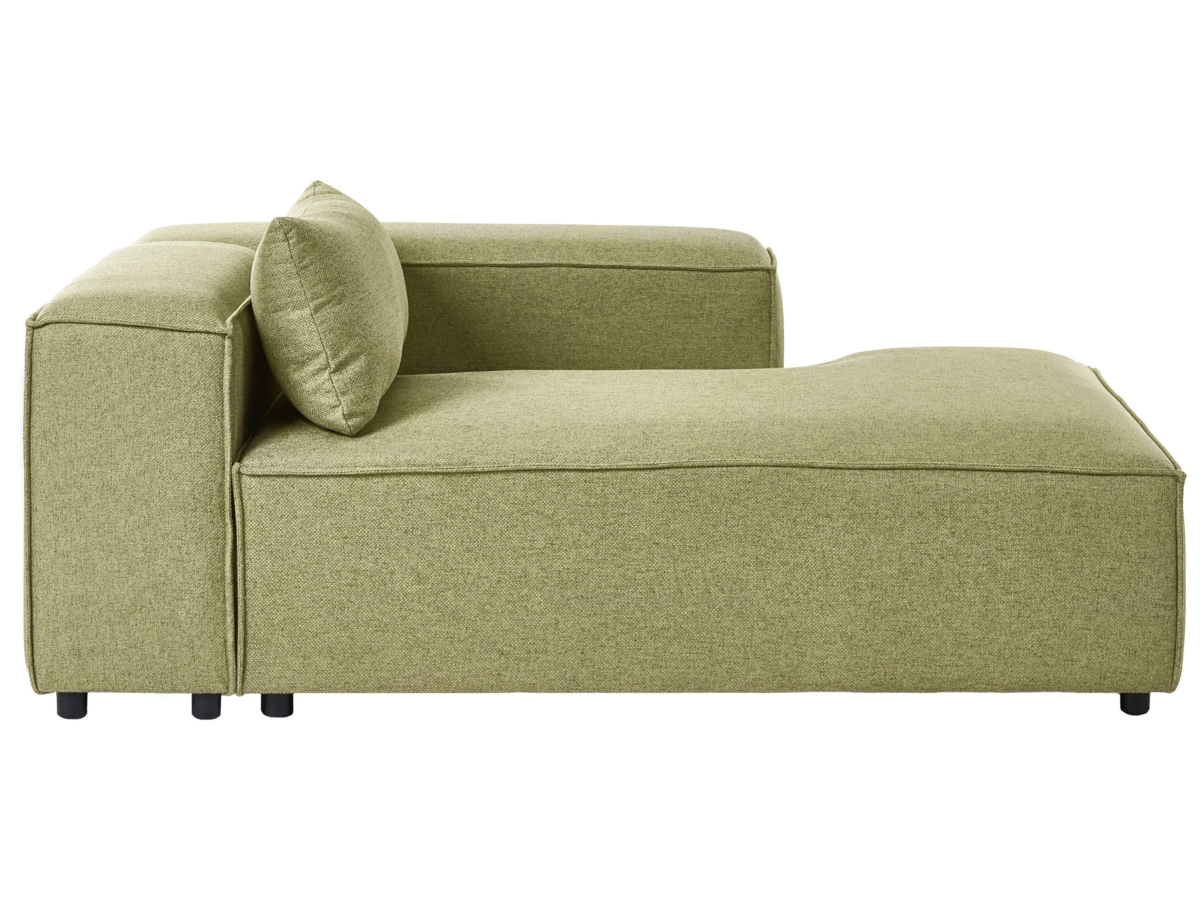 Left-Hand Chaise Lounge BRANDE Fabric Light Green