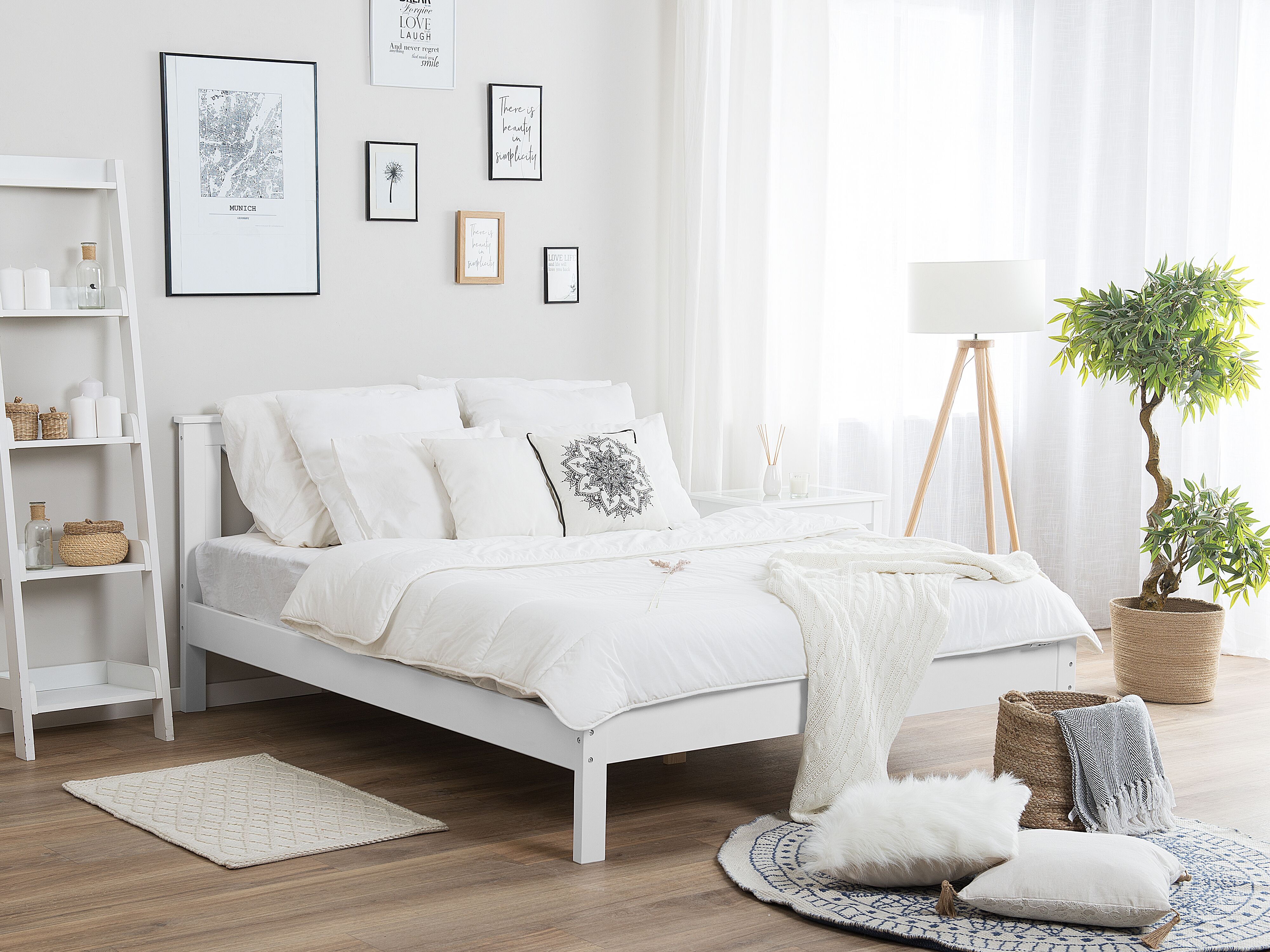 Bed Pine Wood TANNAY 180 x 200 cm (EU Super King) White