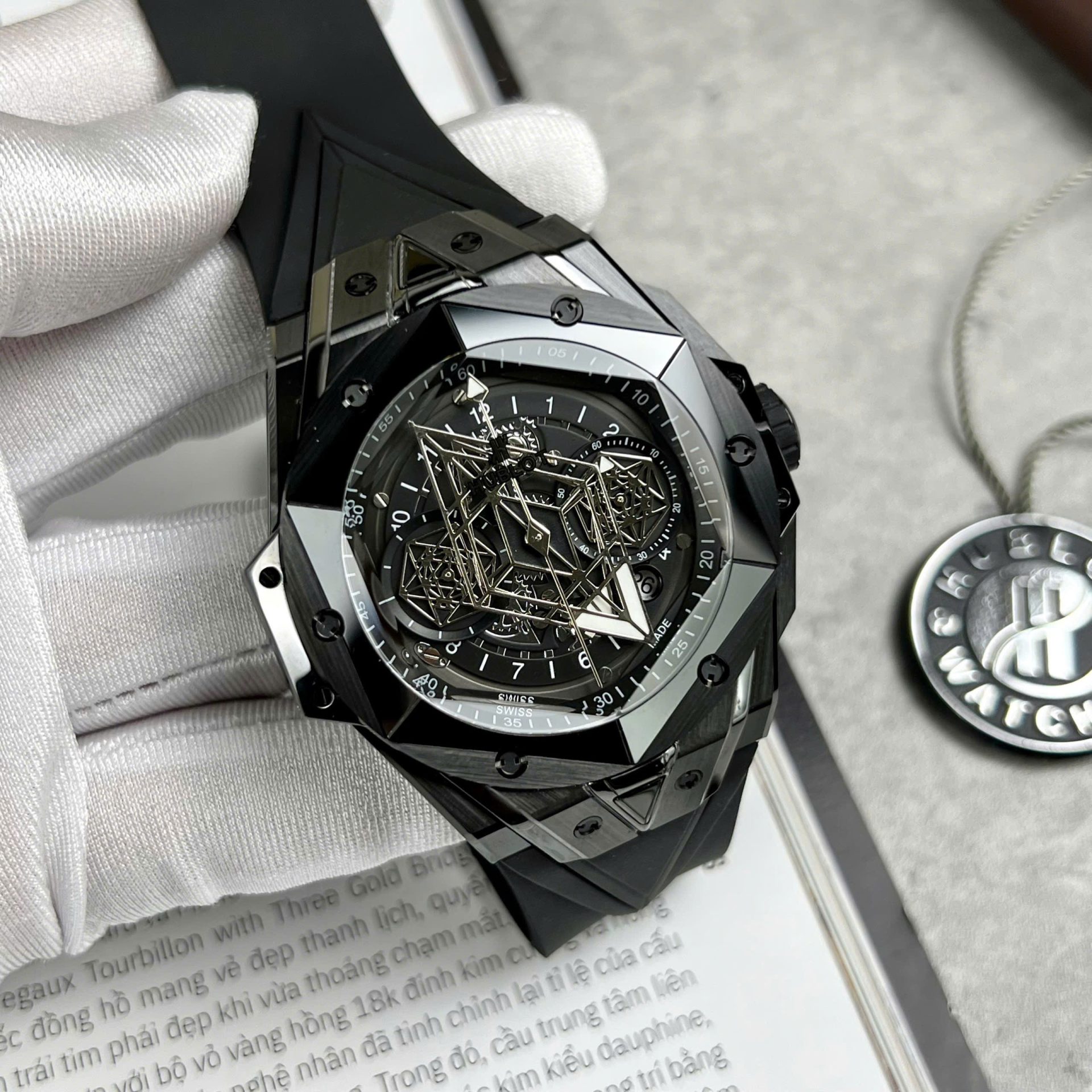 Hublot Best Copies Watches Big Bang Sang Bleu II Black Ceramic BBF Factory 45mm - Top club