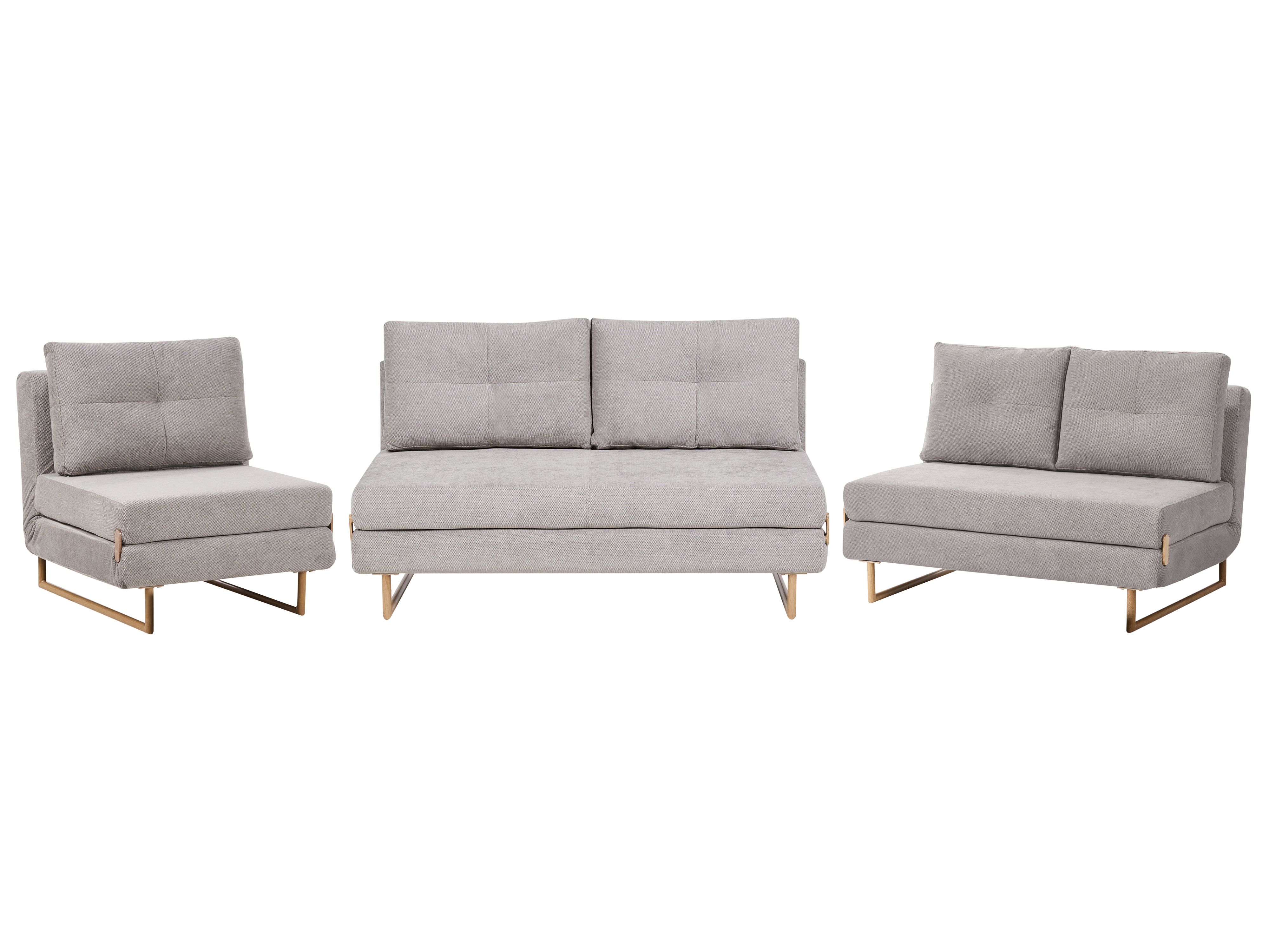 Living Room Set 6 Seater JERSLEV Fabric Grey