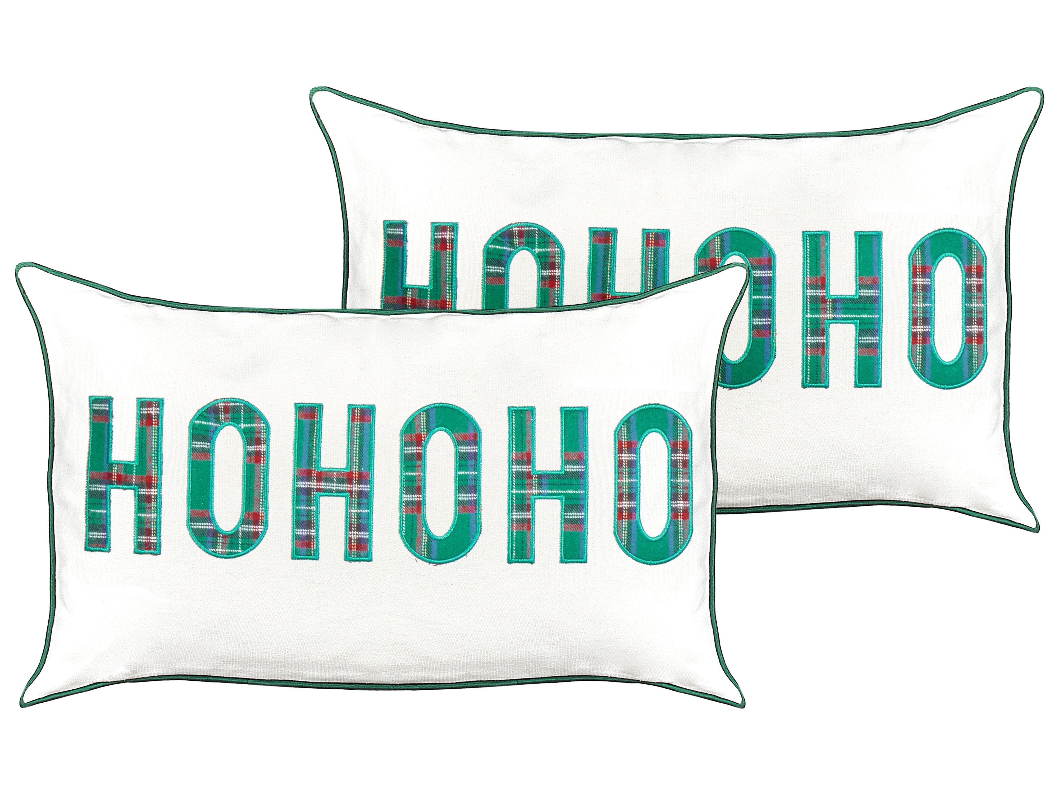 Set of 2 Decorative Cushions JOYCANDY Cotton 30 x 50 cm White Christmas Motif