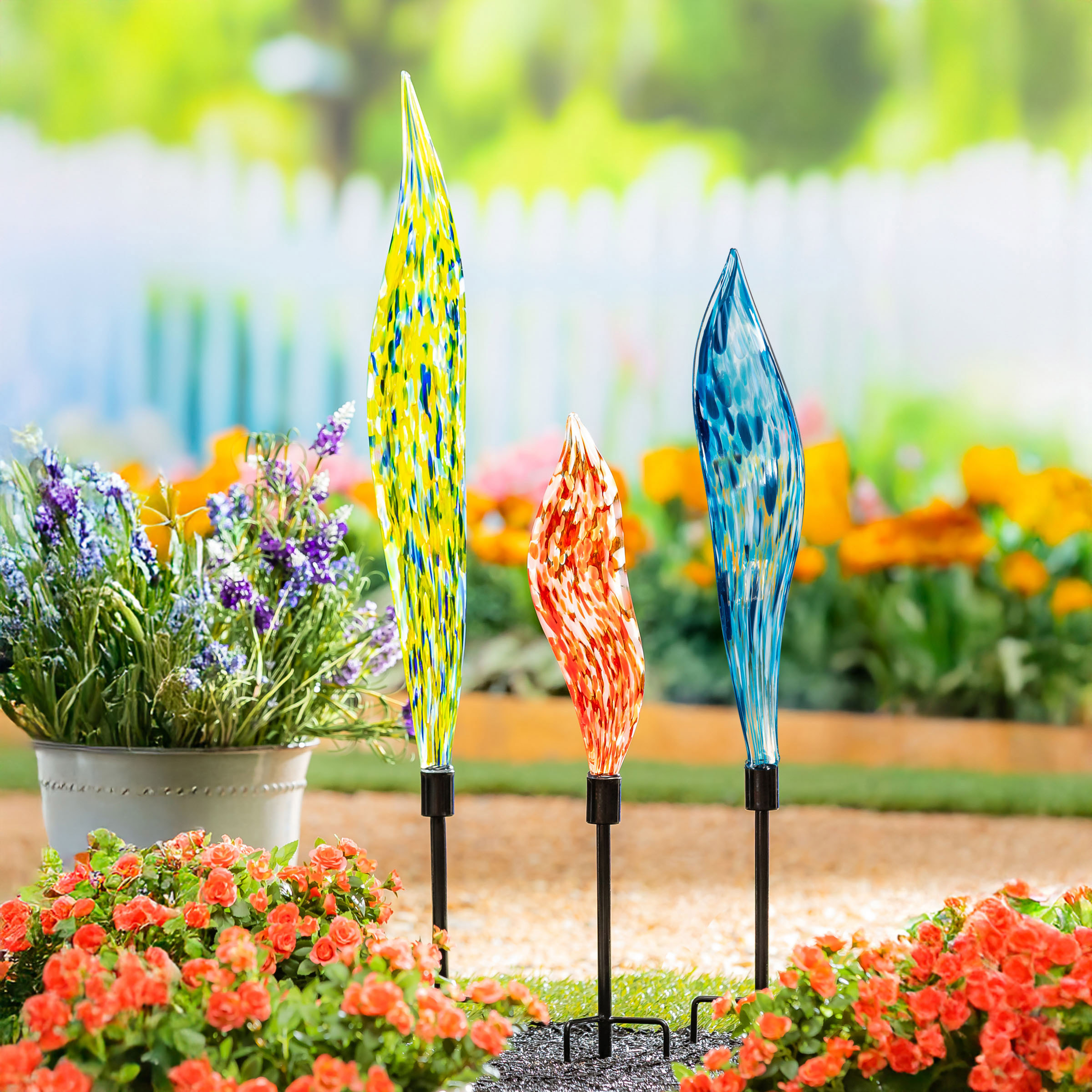 Glass Garden Stakes, Set of 3 - Image 2