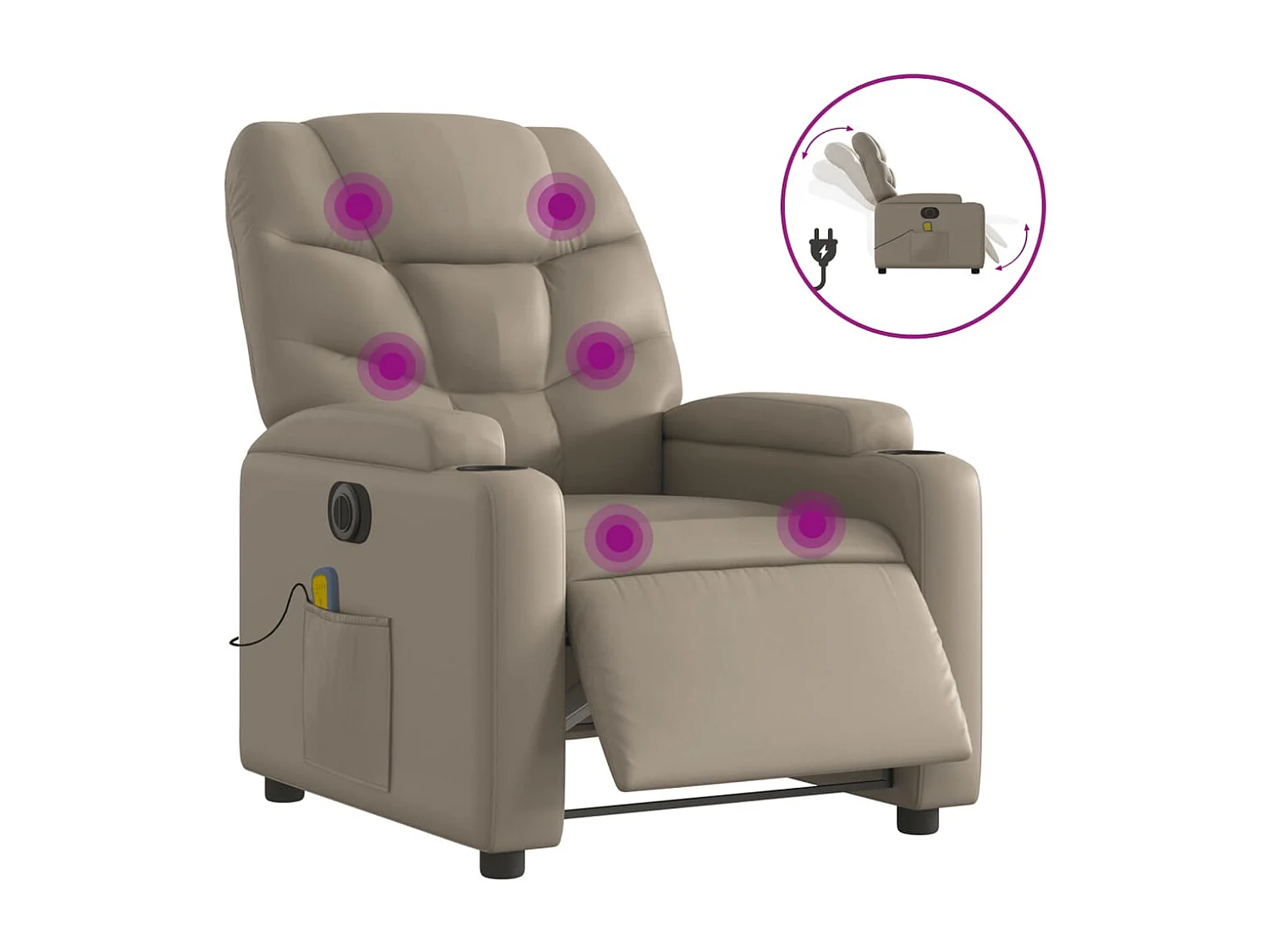 Fauteuil inclinable électrique-Fauteuil de massage pour Salon cappuccino similicuir SHL3585