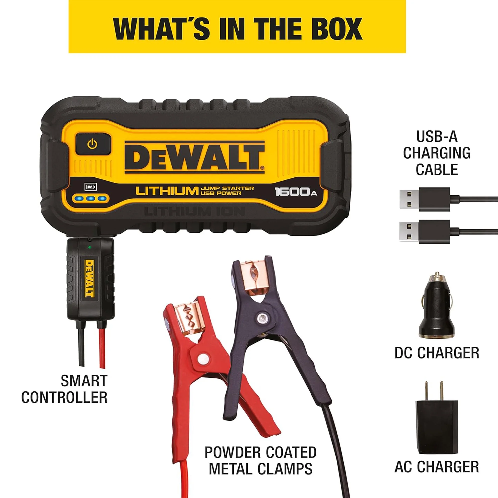 DeWalt 1600 Peak Amp Lithium Jump Starter with USB Power Bank DXAELJ16 - Image 5
