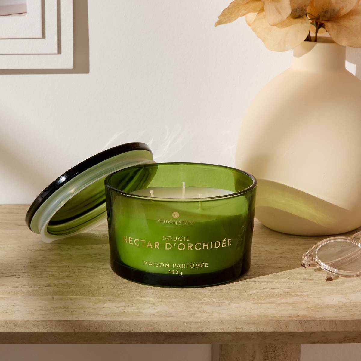 Scented Candle "Glowy" Floral Scent, Orchid Nectar, 440g