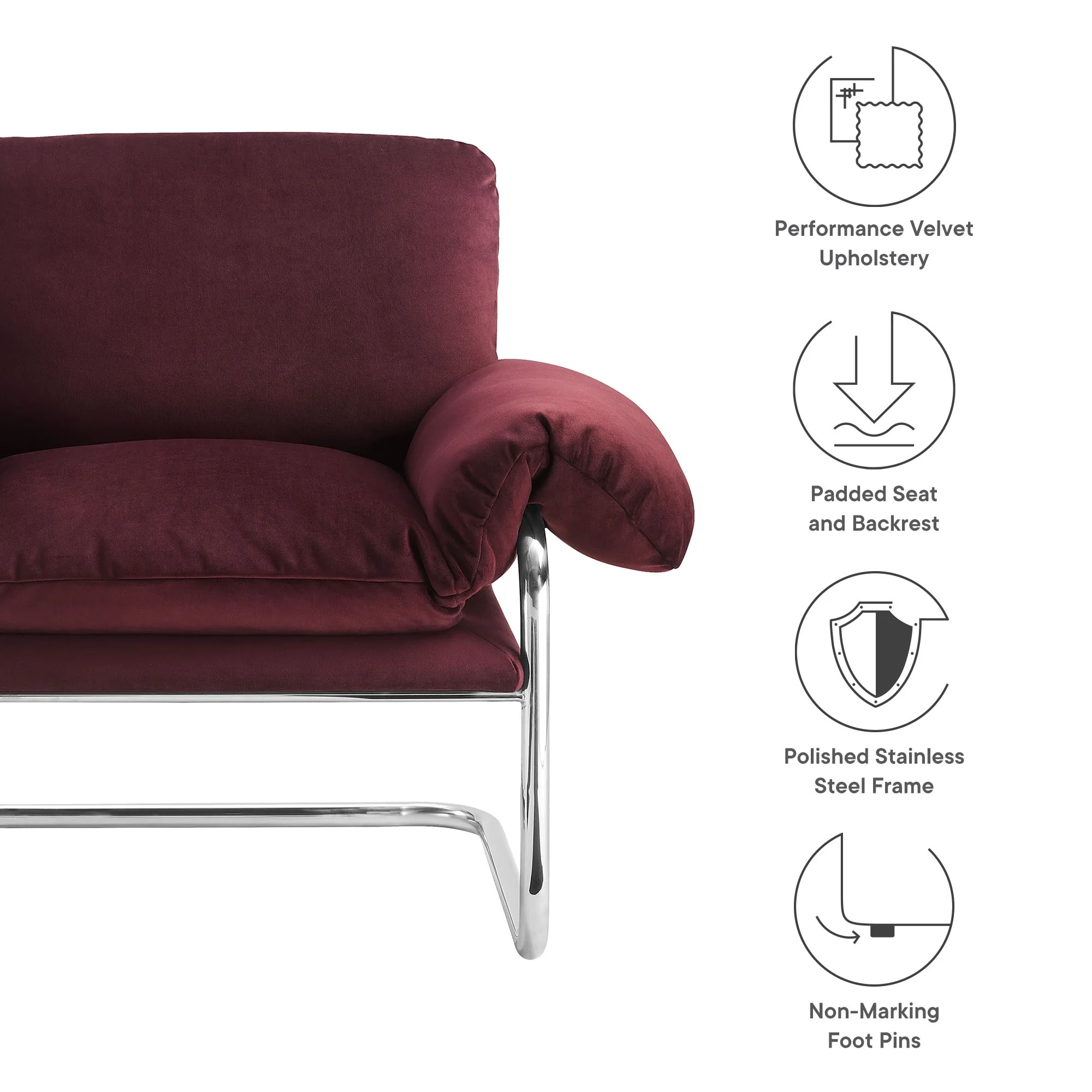 Accent Chair, Brown, Velvet, Living Room Lounge Cafe Lobby Hospitality Restaurant, Modern Contemporary, HB37765 - Image 13