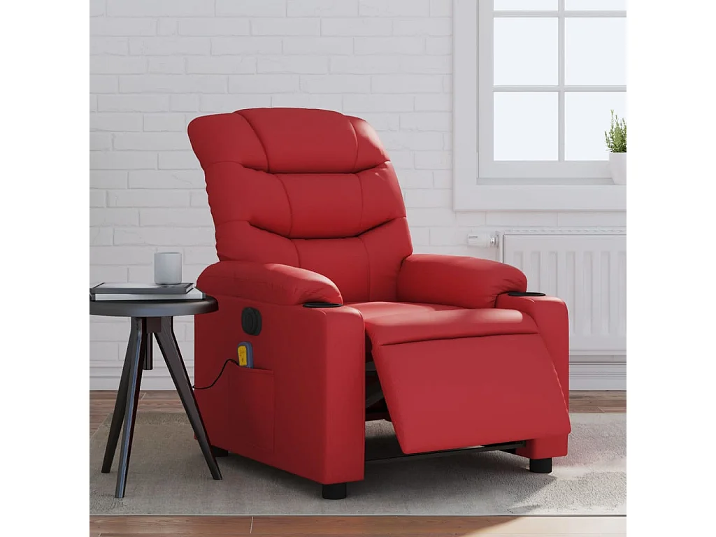 Fauteuil inclinable électrique-Fauteuil de massage de Salon rouge similicuir SHL4752