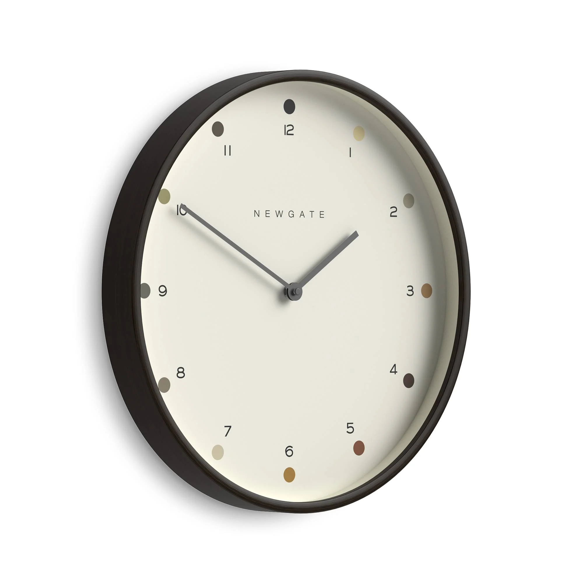 Newgate Mr Clarke dot wall clock in dark wood 40cm