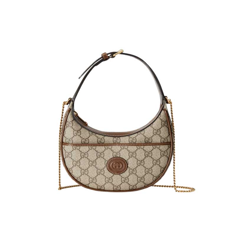 Half-moon-shaped mini bag with Interlocking G Beige and ebony – GB1161:1High-quality replica