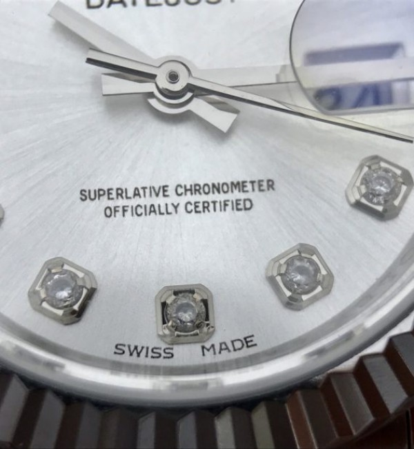 Replica Rolex DateJust 28mm Fluted Bezel White Dial Diamonds Markers Bracelet A2236 - Elite Watch Atelier