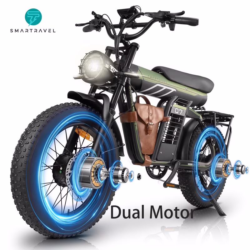 3000W(Peak) Motor 35MPH SMARTRAVEL ST202 Electric Dirt Bike for Adults, 52V50AH Dual Battery Ebike, 92+ Miles Range