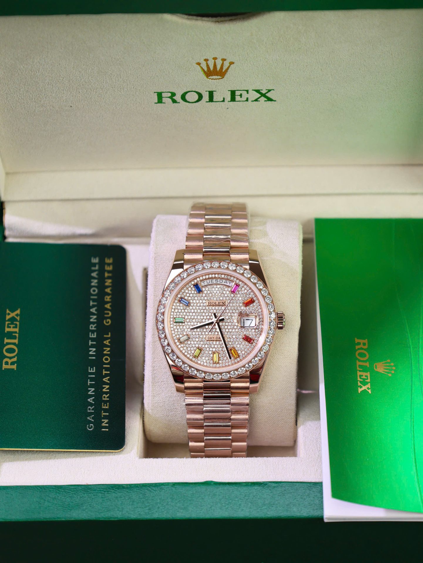 Rolex Day-Date Copies Watches Moissanite Diamonds + 18K Gold Wrapped Custom GM Factory 40mm - Elite Watch Atelier