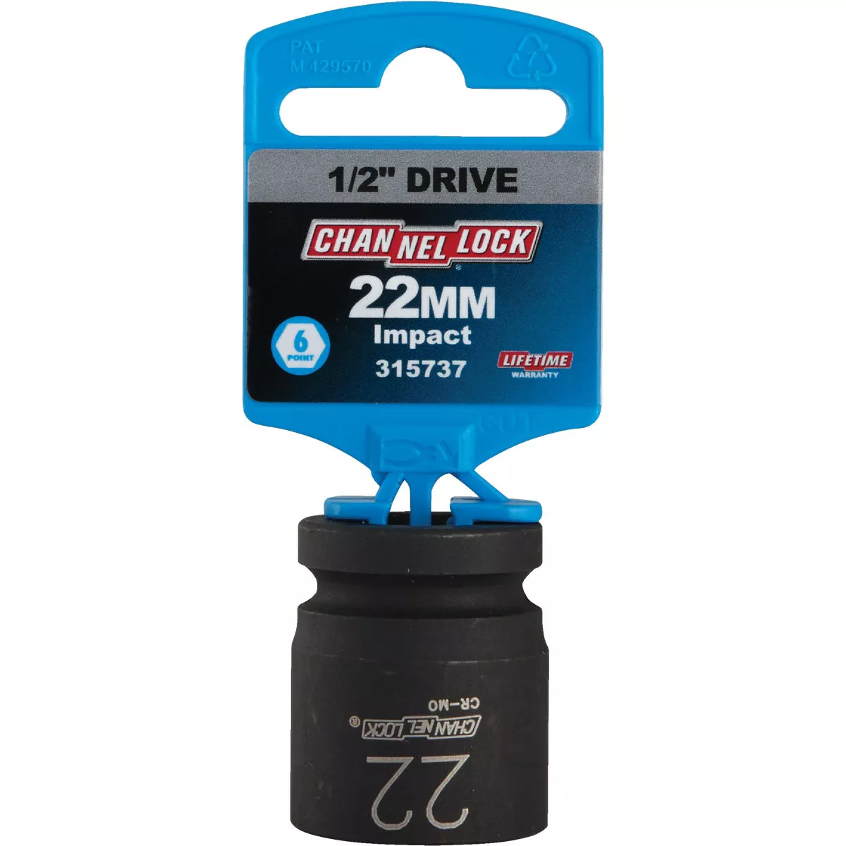 Channellock 1/2 In. Drive 22 mm 6-Point Shallow Metric Impact Socket