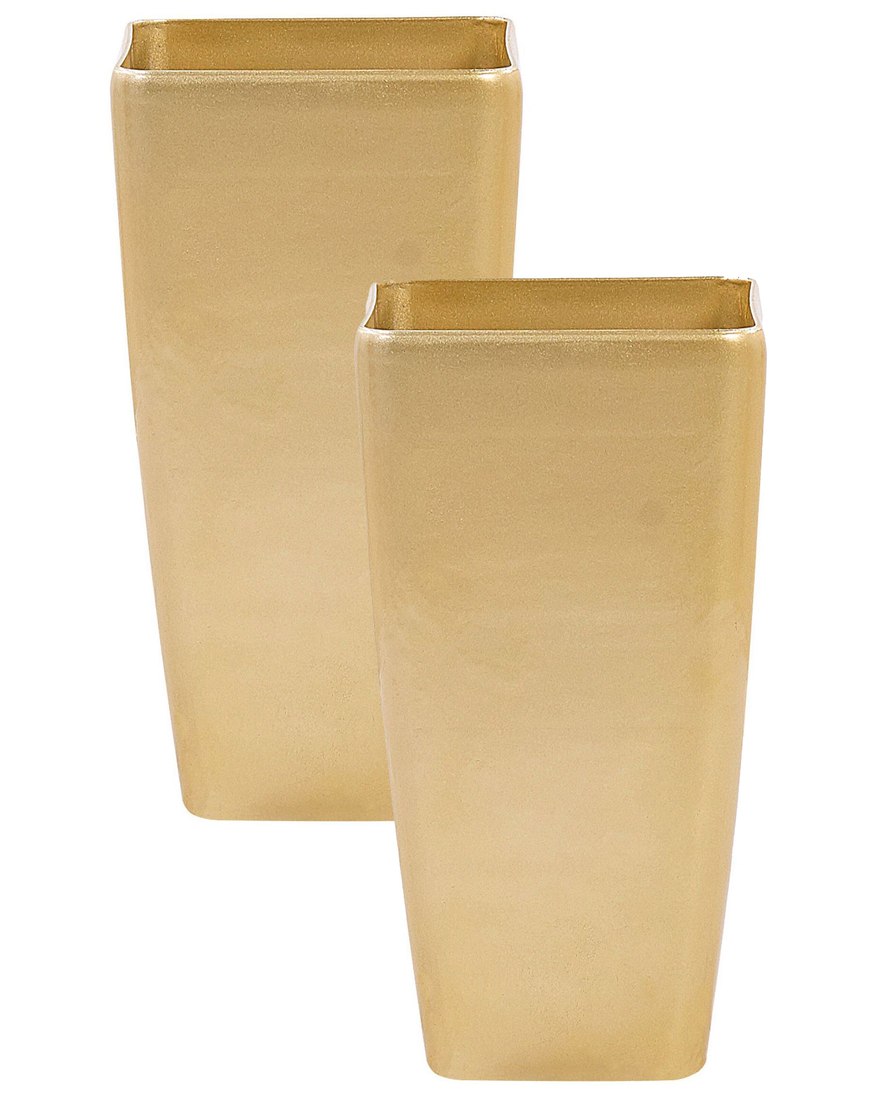 Set of 2 Plant Pots MODI 30 cm Gold