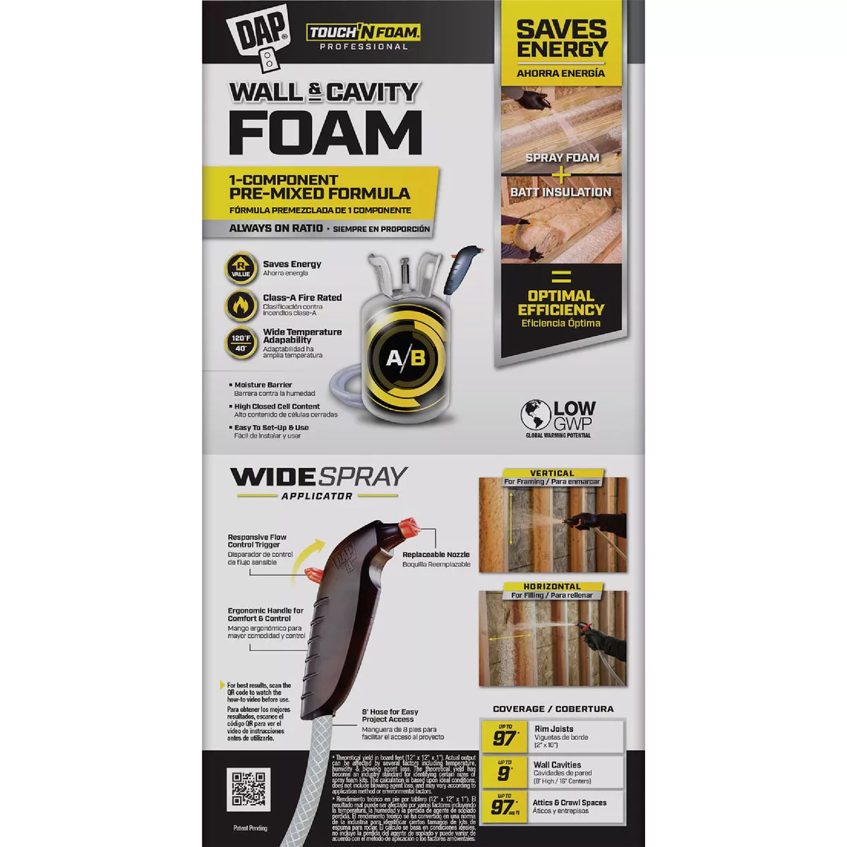 DAP Wall & Cavity Foam with Widespray Applicator Kit, 185 Board Ft.
