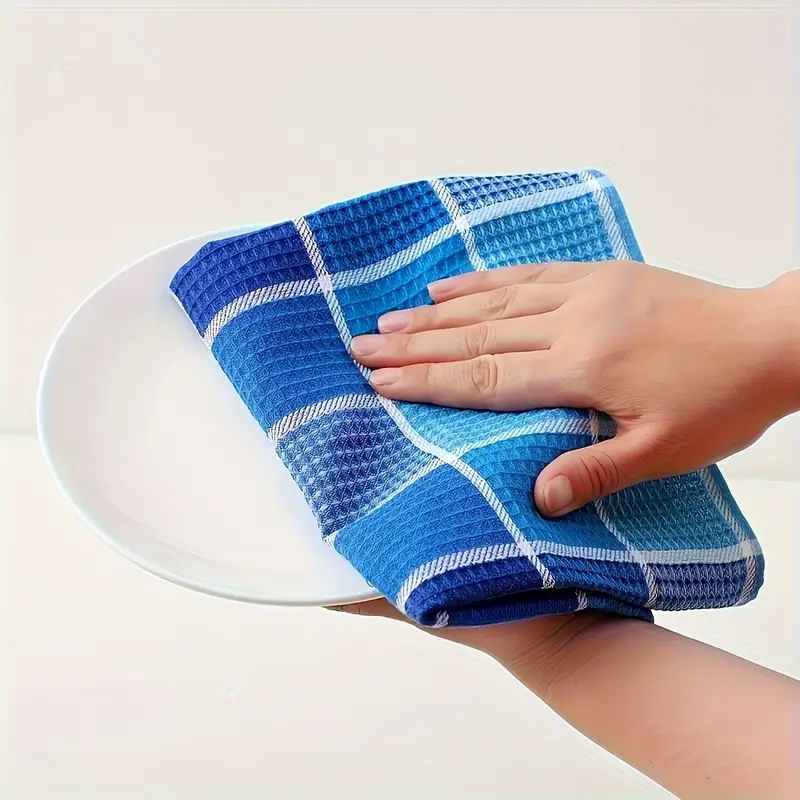 Grid Kitchen Cleaning Towel - Ultra-Soft Absorbent  Colorful Waffle Mesh Dish Towel 26.8 X 16.5 Inches - Hand Wash