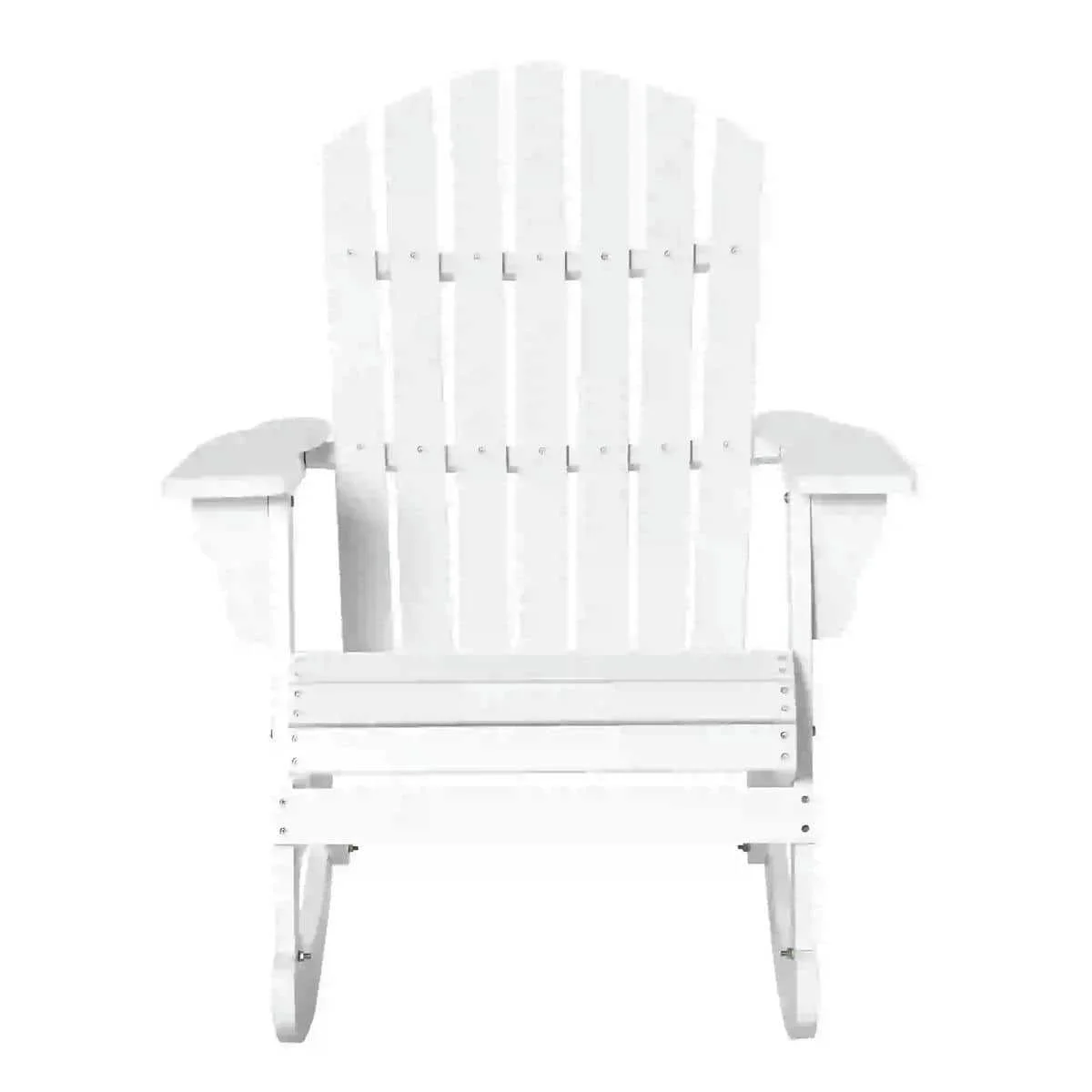 Spaco Wooden Adirondack Rocking Chair with Fanned Back, Lounge Chair Fire Pit Seating with Slatted Wooden Design for Outdoor, White
