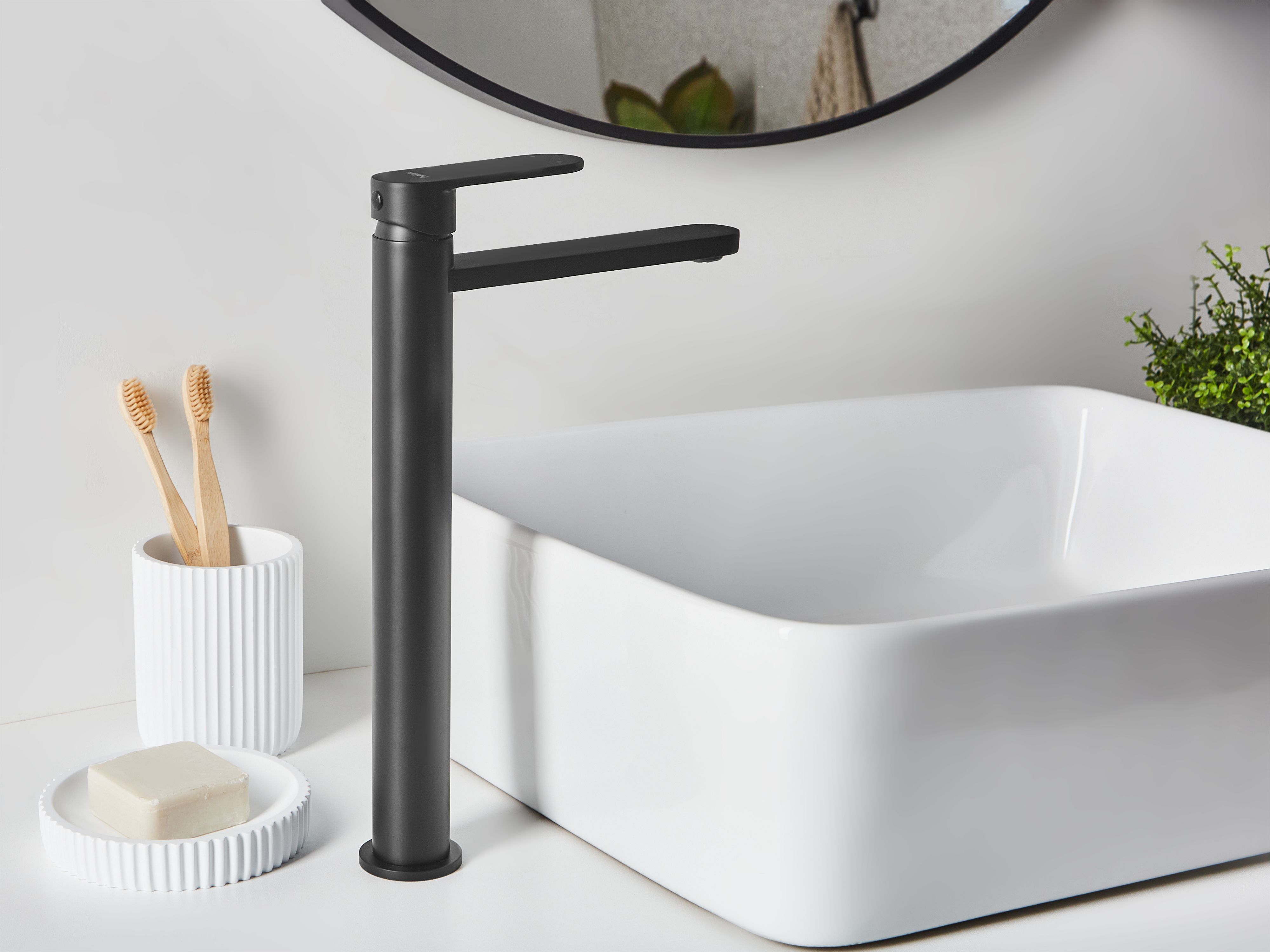 Tall Basin Mixer Tap COLHUE Brass Black