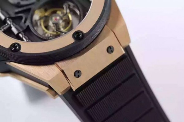 Replica Hublot Big Bang 44mm Vendome Real Tourbillon Rose Gold Black Rubber Strap - Top club