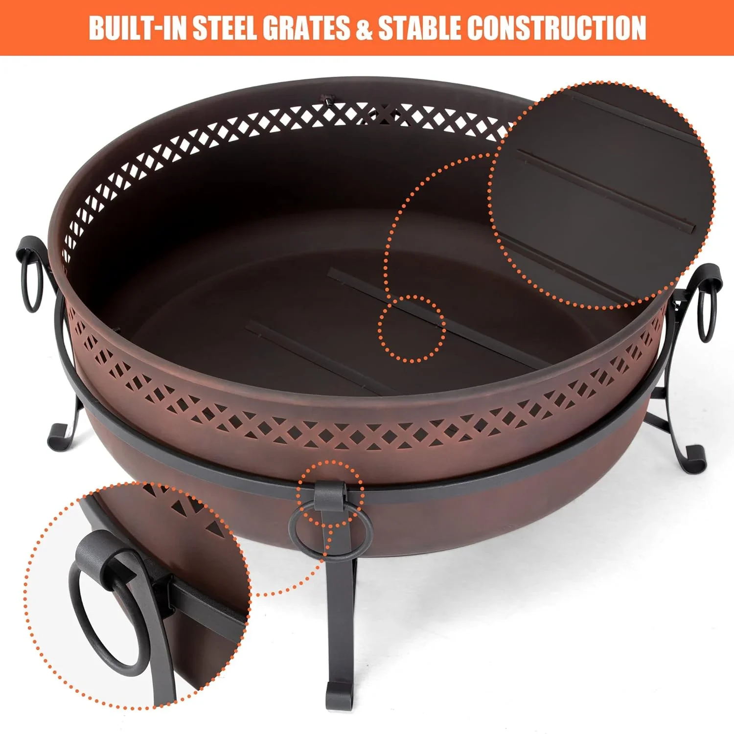 SUNCREAT 42-Inch Wood Burning Patio Fire Pit, Black, 42.1 Inch Diameter x 25.2 Inch High - Image 16 SUNCREAT 42-Inch Wood Burning Patio Fire Pit, Black, 42.1 Inch Diameter x 25.2 Inch High - Image 16