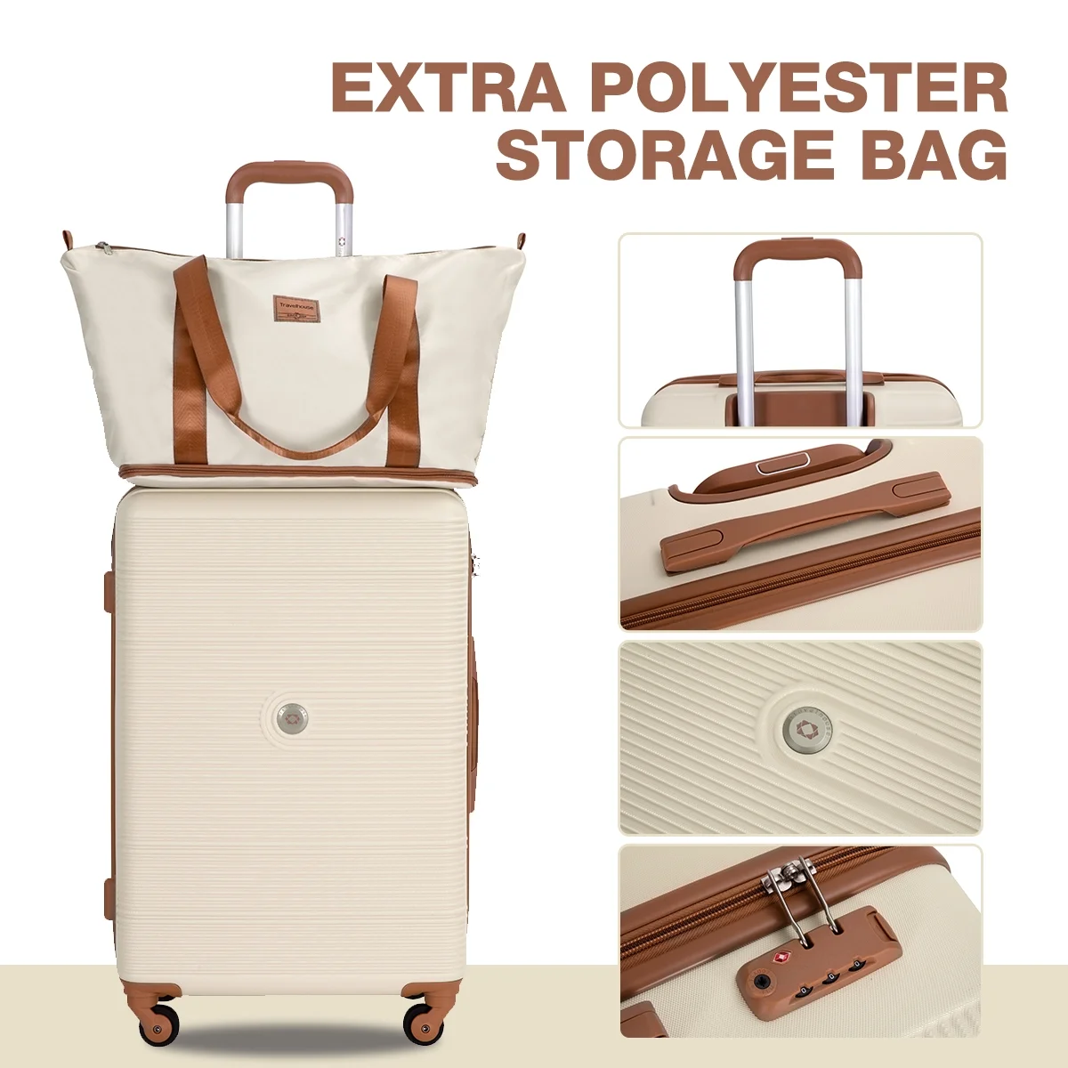 Travelhouse 6 Piece Hardshell Luggage Set Hardside Lightweight Suitcase with TSA Lock Spinner Wheels.(White) - Image 11