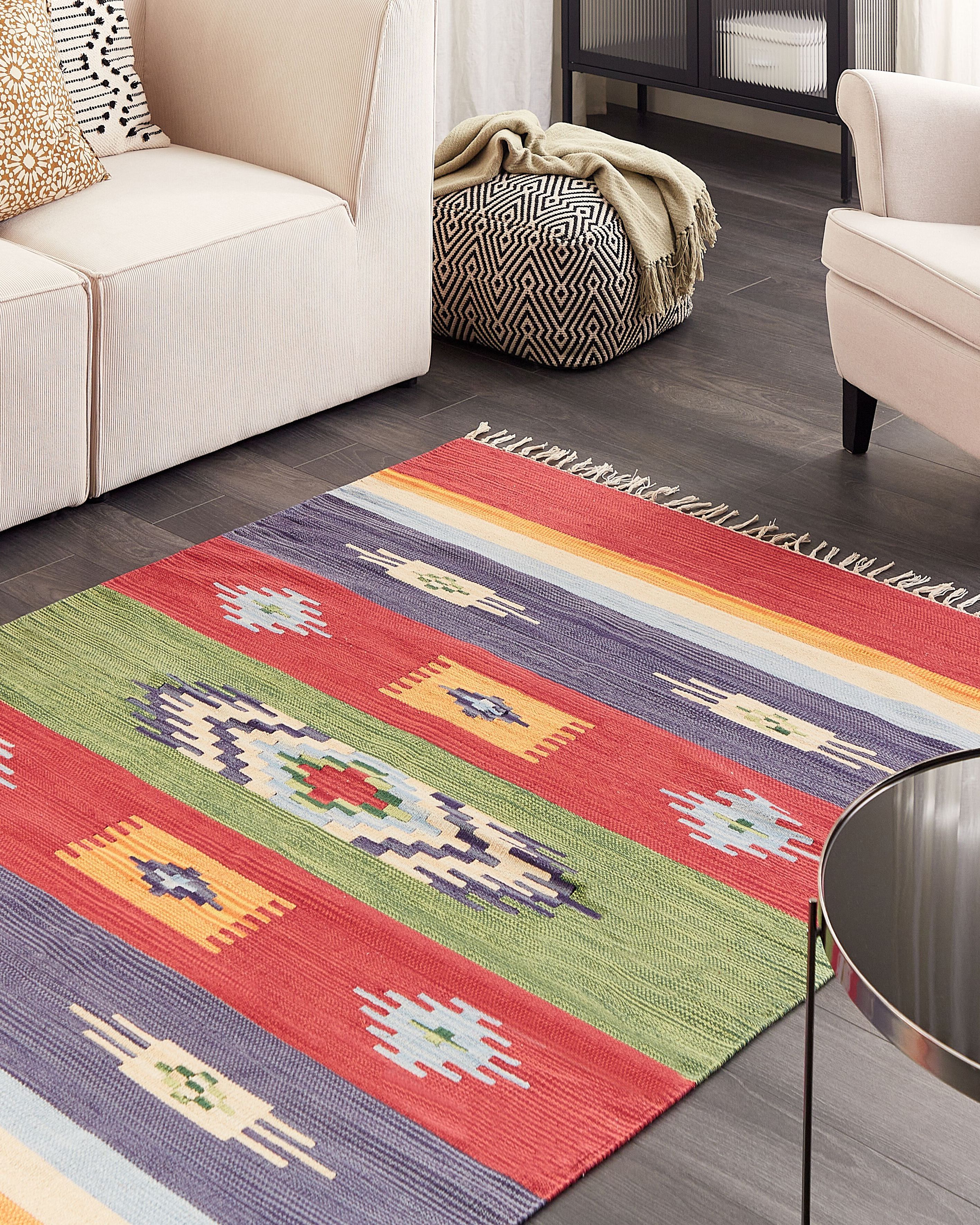 Rug KAMARIS Multicolour 140 x 200 cm Cotton Kilim