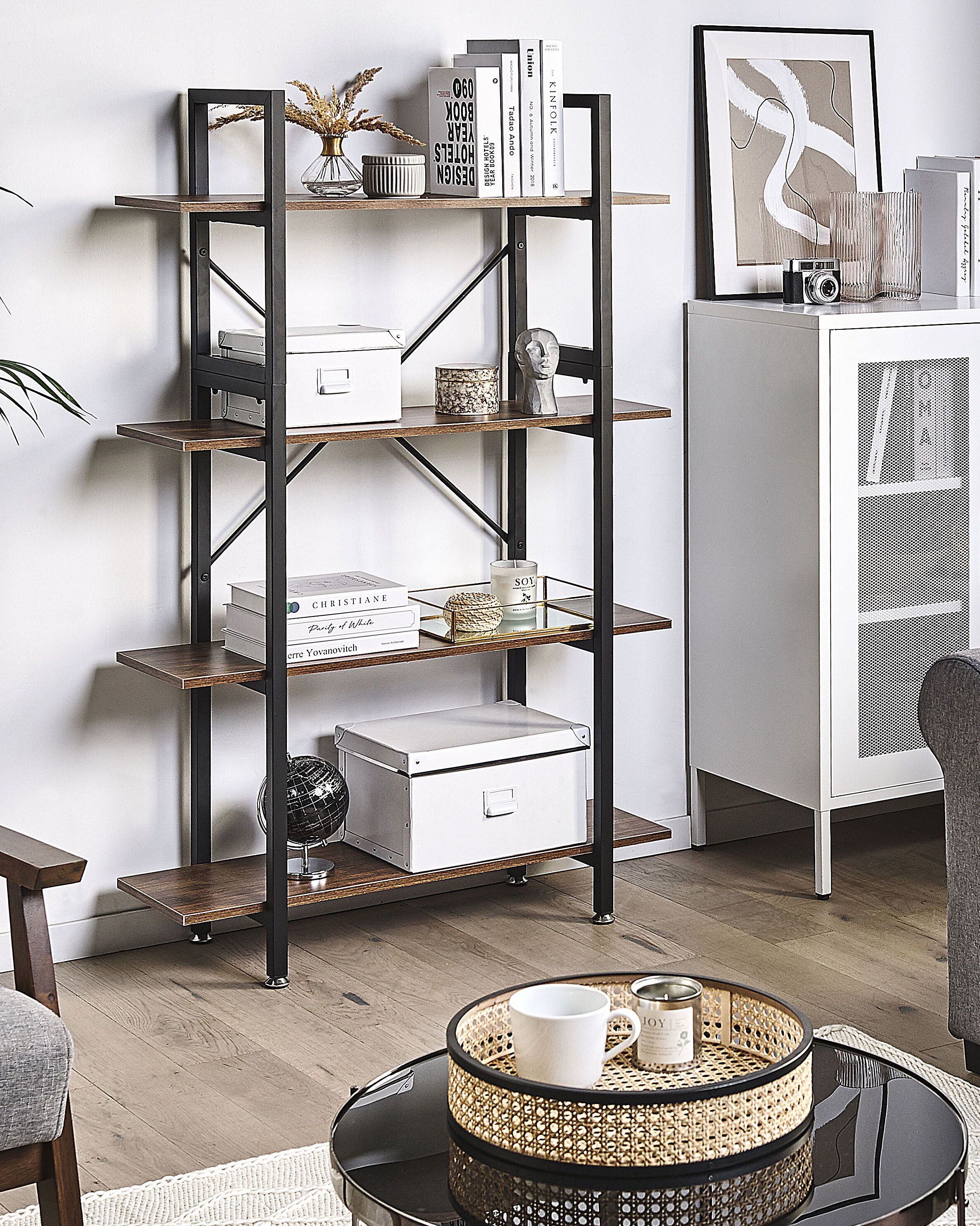 4 Tier Shelving Unit DARBY 140 cm Dark Brown