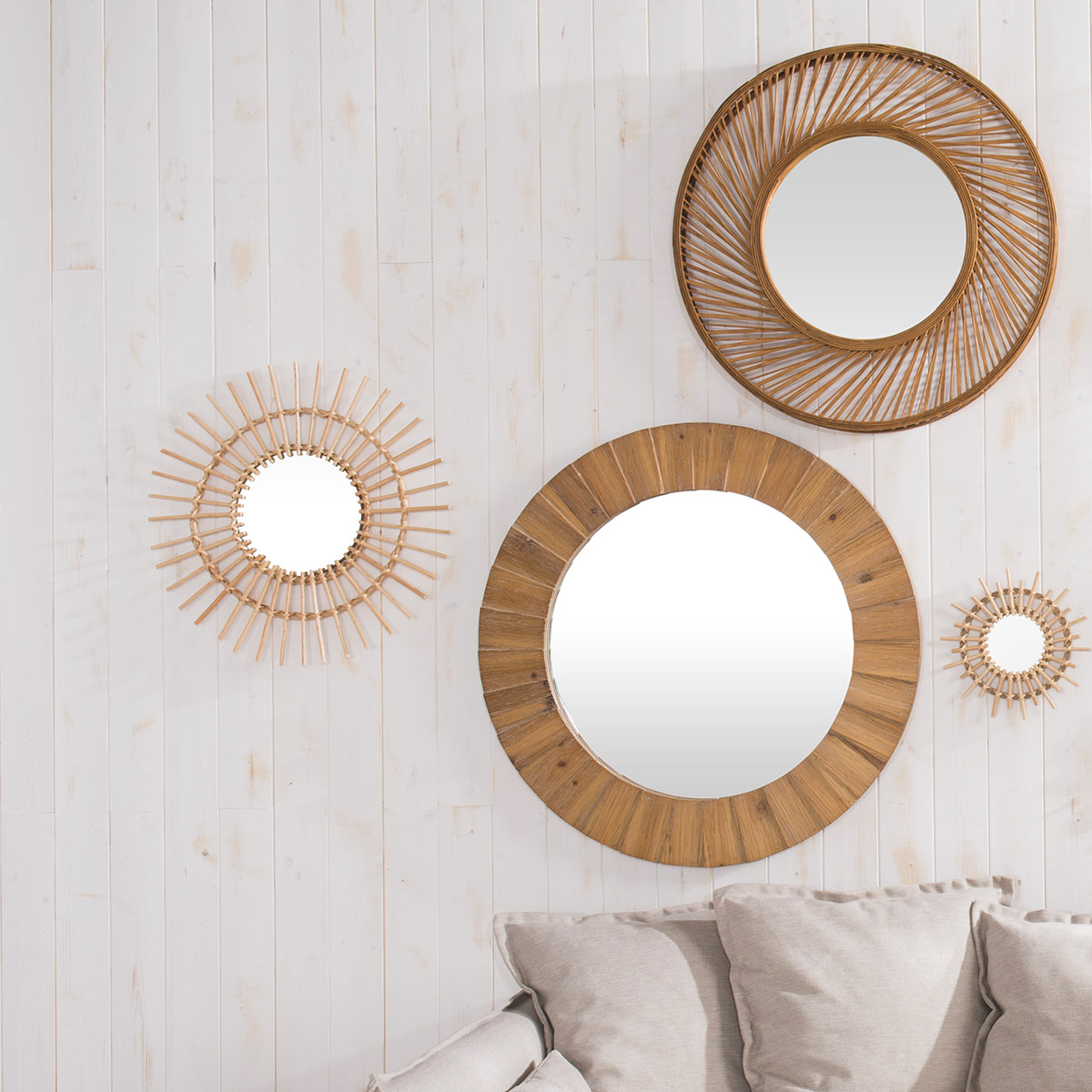 Spiral mirror "Vidhya" Bamboo, D.72 cm