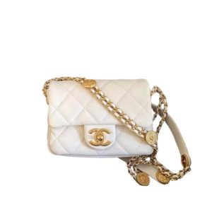 Chanel Classic Medium Blue Lambskin Rainbow Hardware – CB0311:1High-quality replica