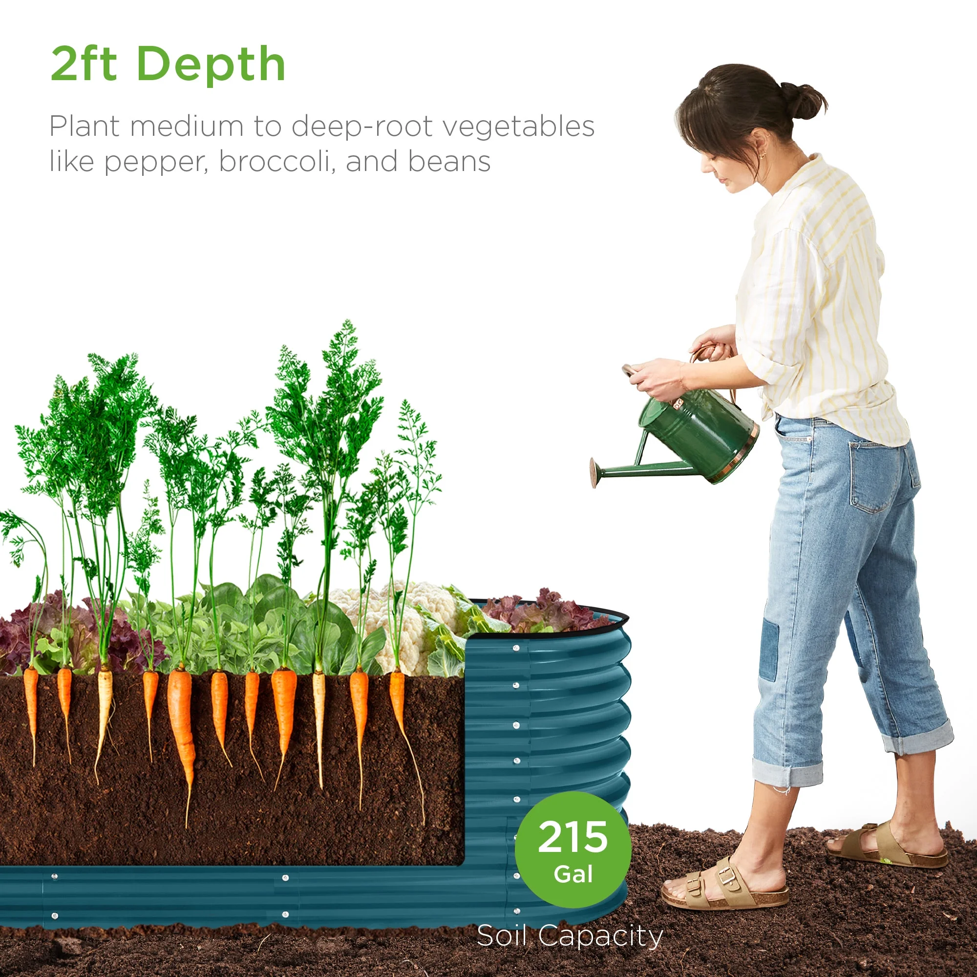 Best Choice Products 8x2x2ft Metal Raised Garden Bed, Oval Outdoor Planter Box w/ 4 Support Bars - Charcoal - Image 39