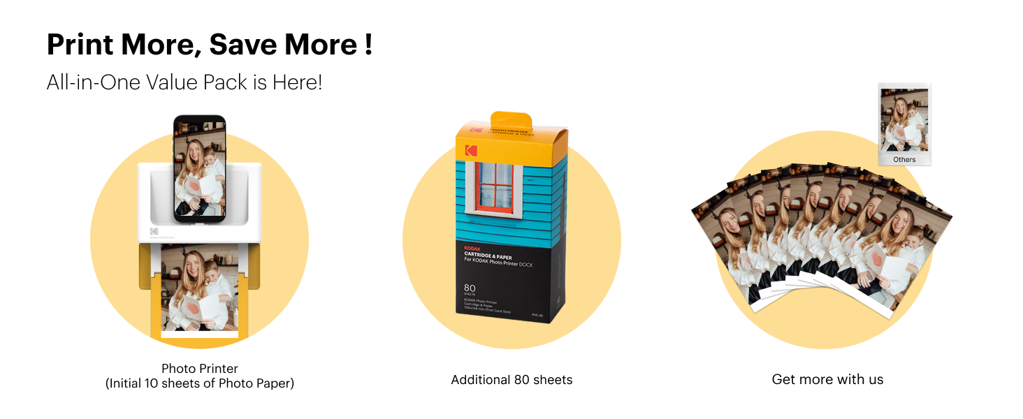 Kodak Dock Plus 4PASS Instant Photo Printer 4x6 Set Bluetooth for iPhone Android School Home