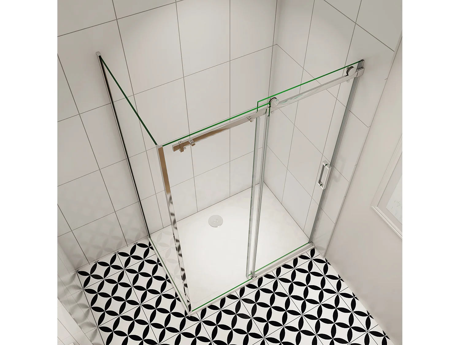 AICA cabine de douche coulissante 120x90x195cm,Installation réversible,8mm verre de sécurité,porte de douche coulissante