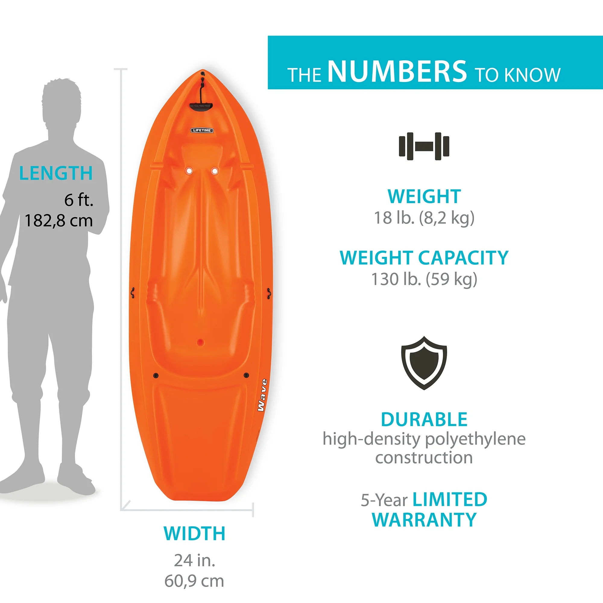 Lifetime Wave 6 ft Youth Kayak, Fire Red (91401) - Image 22