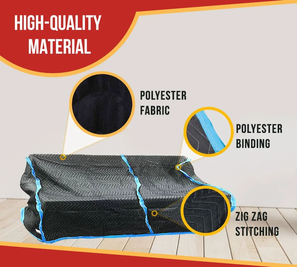 2 Pack Black Quilted Moving Storage Blanket for Sofa and Couch - 38