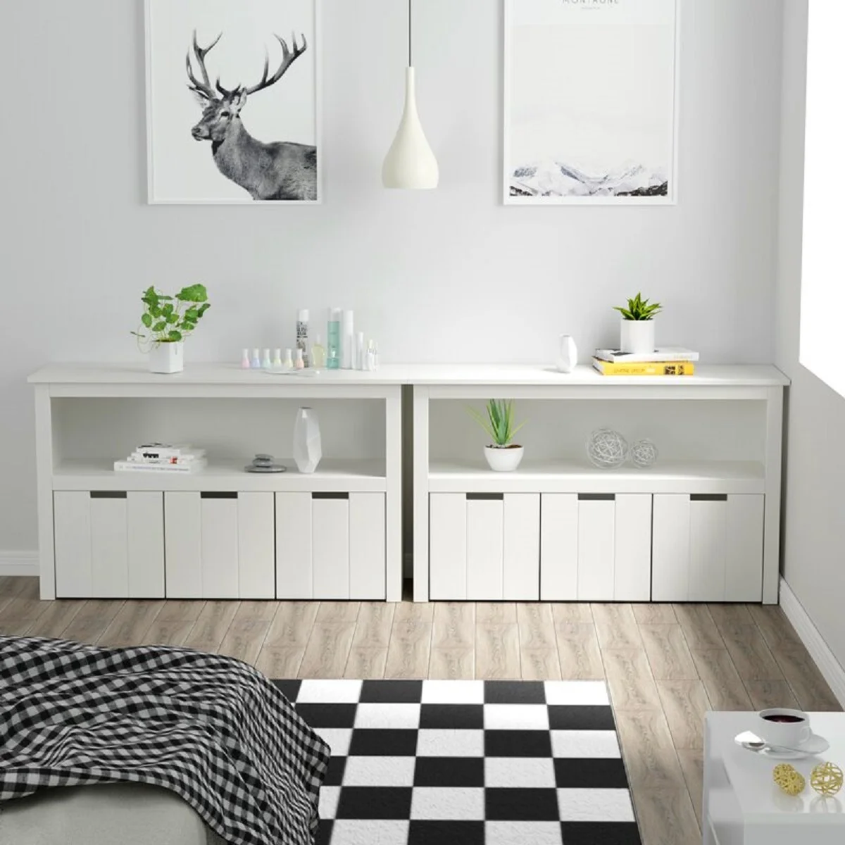 Homfa Kids Toy Storage, Cubes Storage Bins with 3 Drawers, White Toy Box with Shelves and Wheels - Image 2