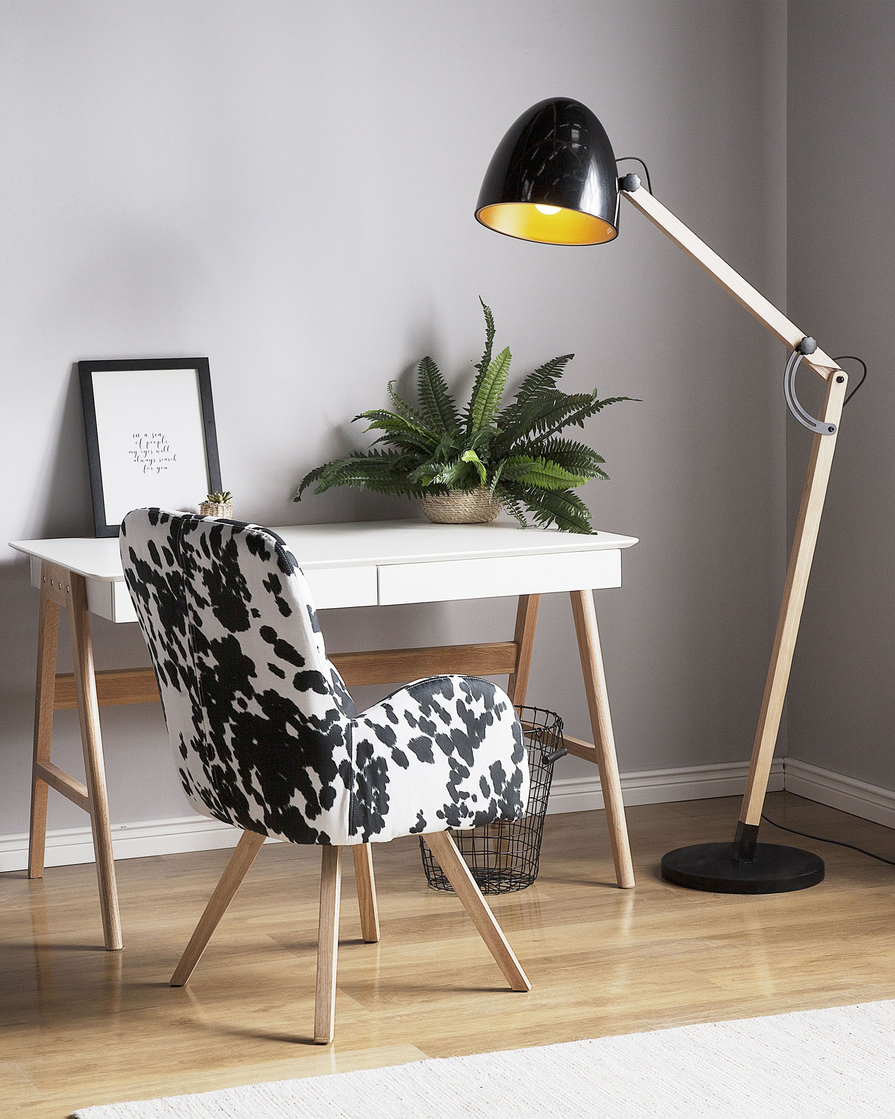 Floor Lamp HETTON Adjustable Oak Wood Black