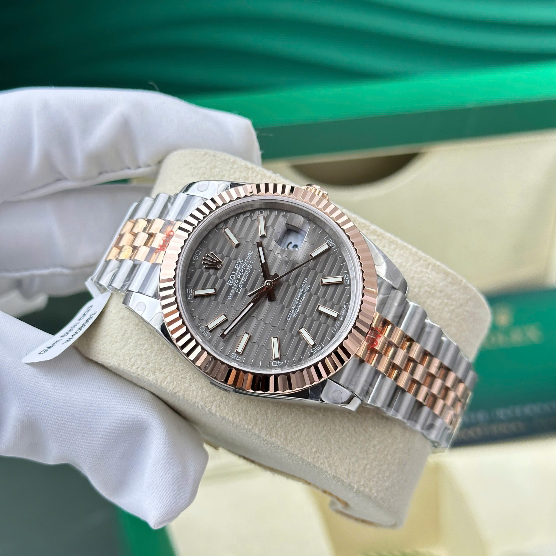 Rolex DateJust 126331 Gold Wrapped Gray Fluted Dial Replica Watches GM Factory V5 41mm - Elite Watch Atelier