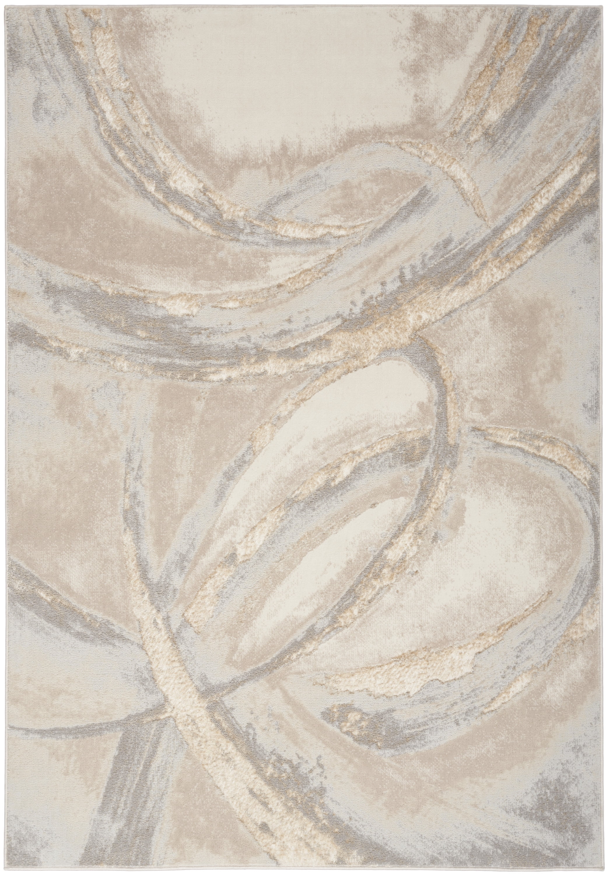 Inspire Me! Home D??cor Brushstrokes Abstract Beige/Grey 5'3