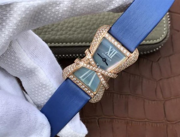 Replica Cartier High Jewelry Watches RG WJ306014 Blue Dial Blue Fabric Strap - Elite Watch Atelier
