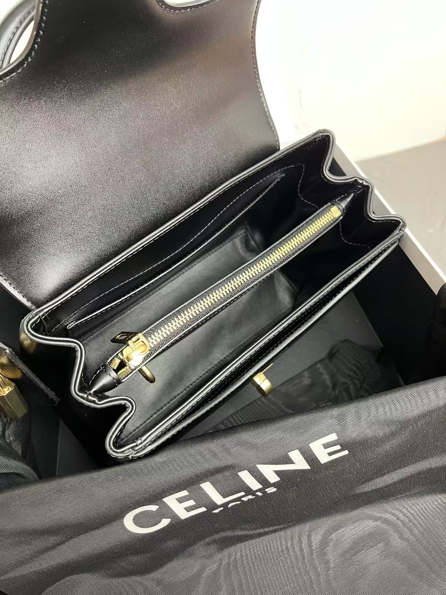 Celine Black Mini 16 in Satinated Calfskin Bag1:1High-quality replica
