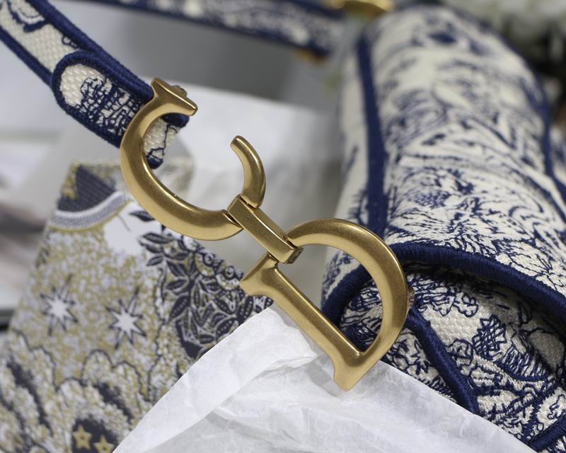 Saddle Bag Blue Toile de Jouy Embroidery – DB0741:1High-quality replica