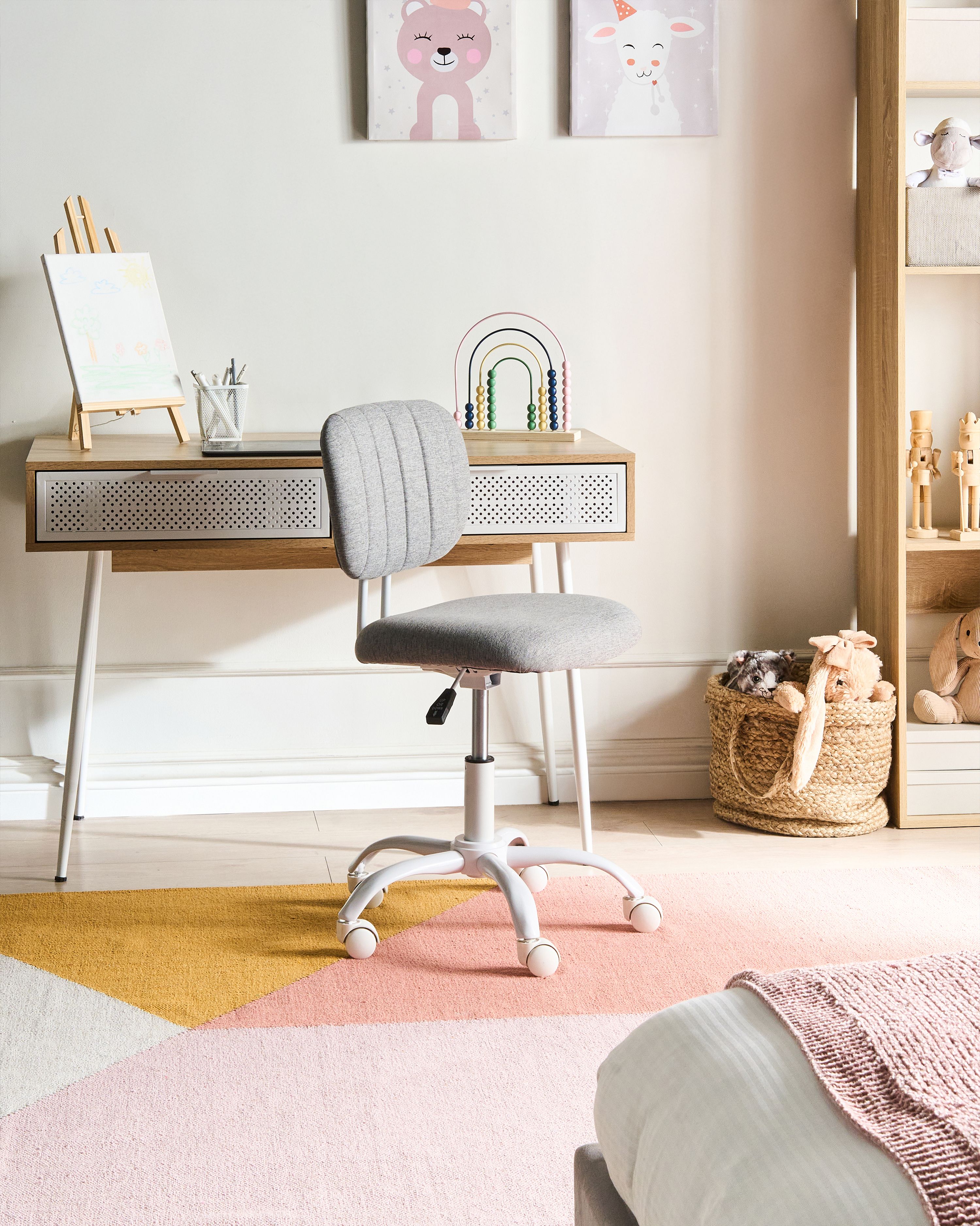 Desk Chair BUBBLY Fabric Light Grey