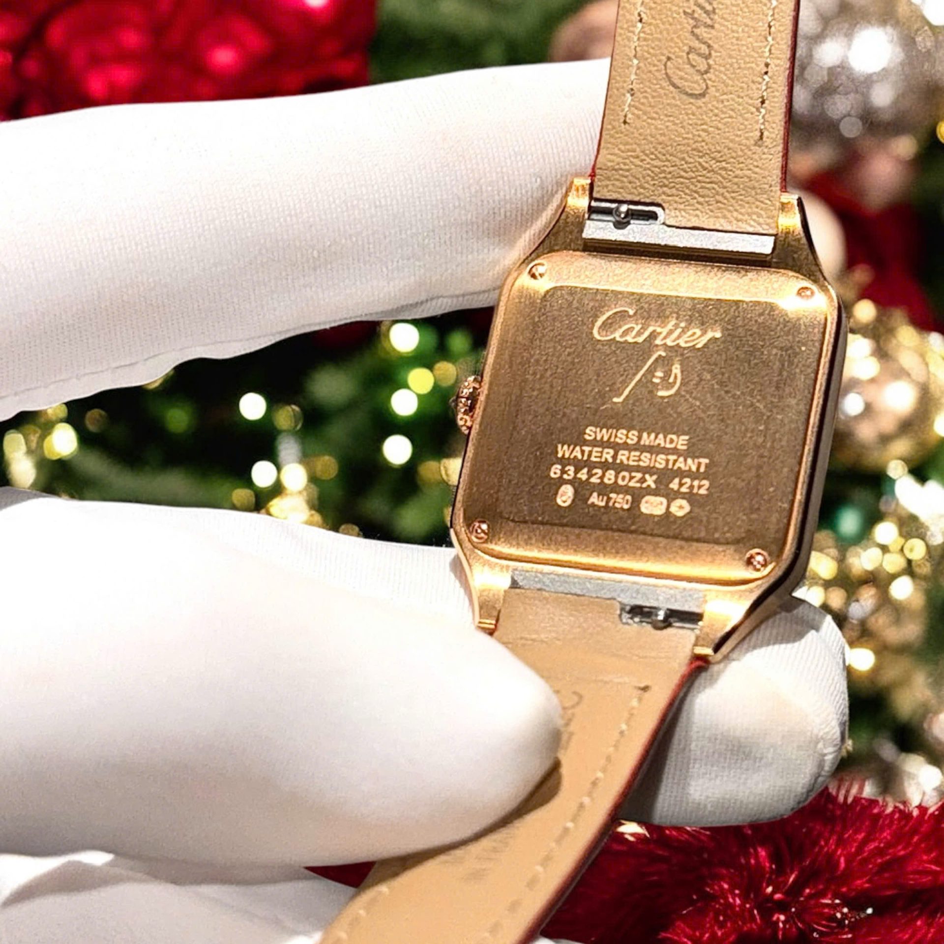 Cartier Santos Dumont WJSA0017 Red Copies Watches 18K Gold Wrapped + Diamonds Moissanite 33x38mm - Top club