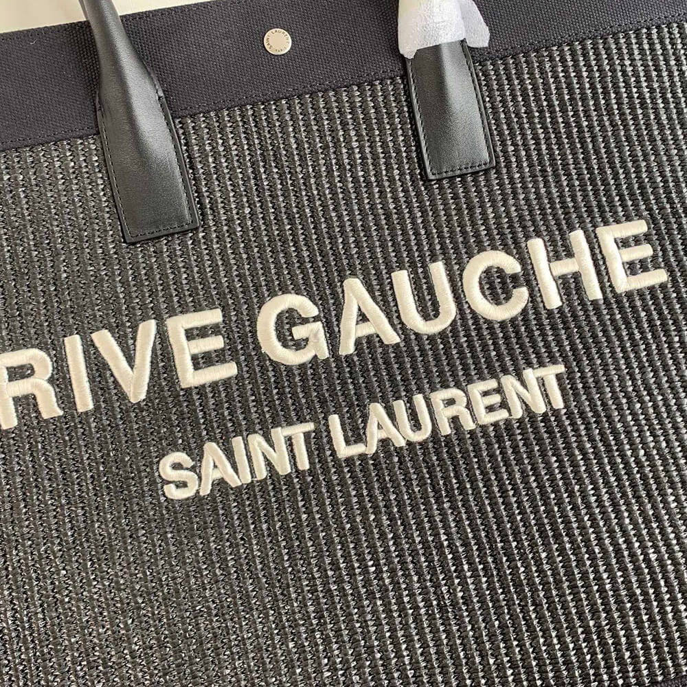 YSL Rive Gauche Large Tote Bag In Embroidered Raffia and Leather1:1High-quality replica