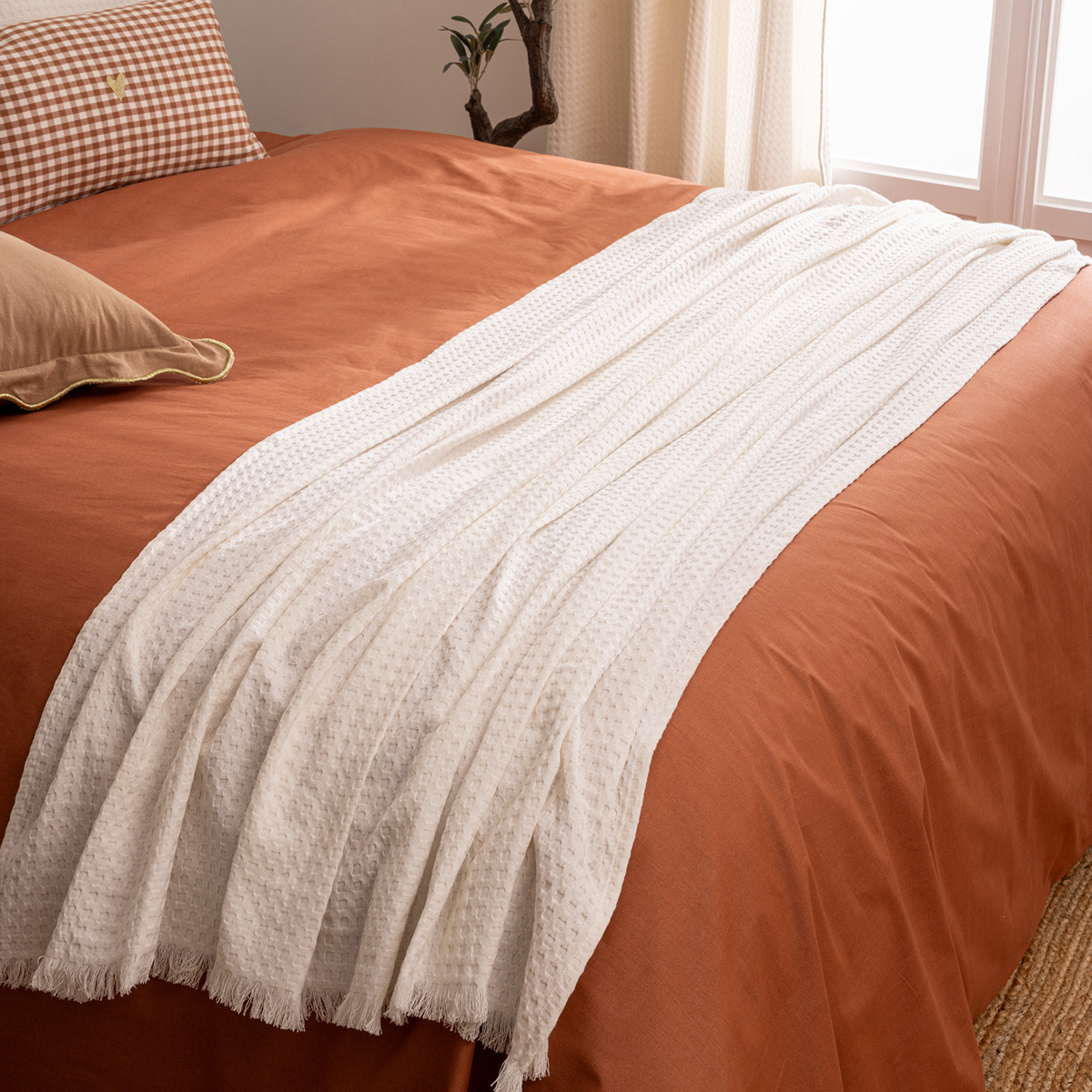 "Widdy" bedspread, cotton White, 130x180 cm