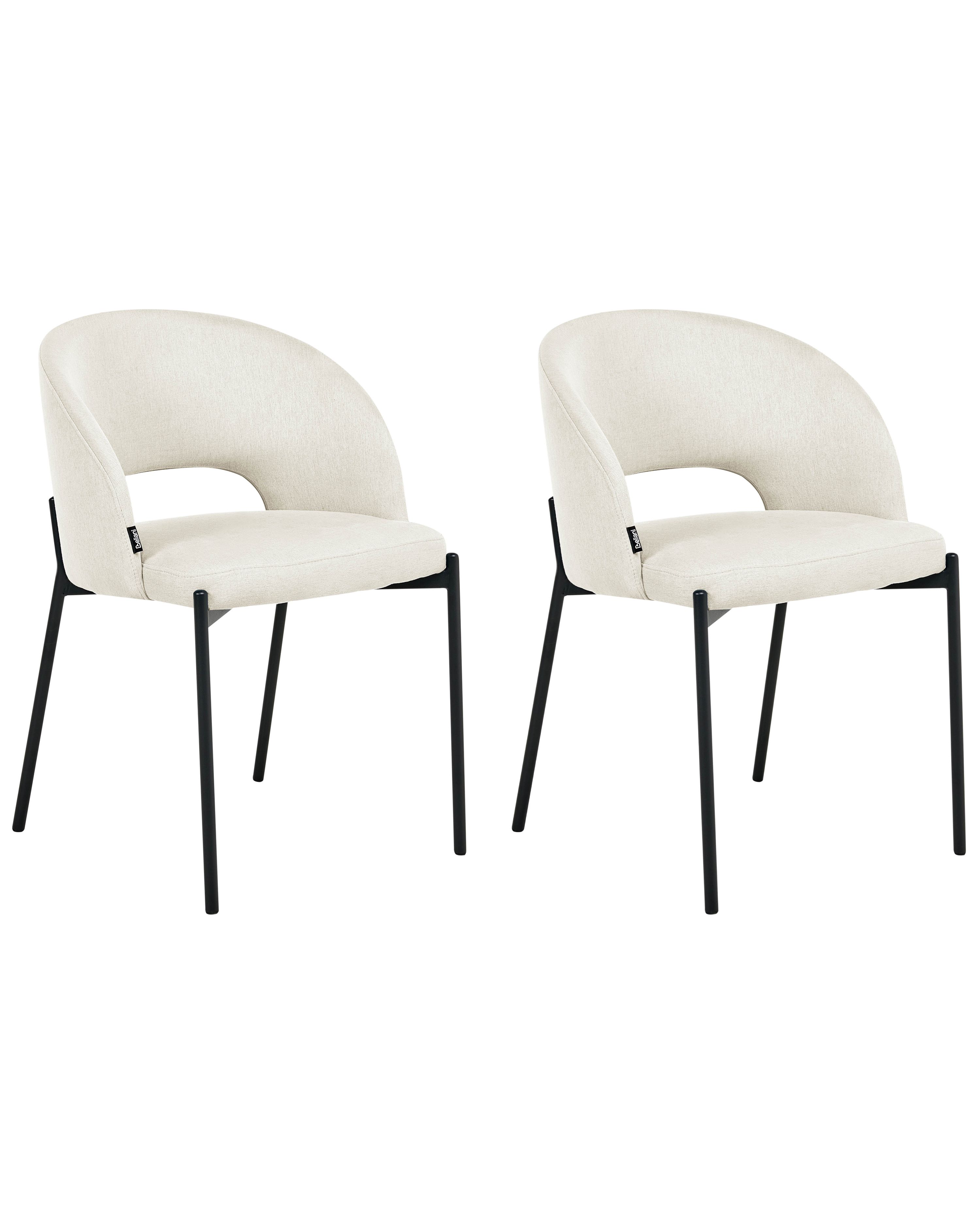 Set of 2 Dining Chairs PENNY Fabric Light Beige