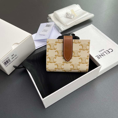 CELINE TRIOMPHE logo printed short trifold wallet celine replica wallet