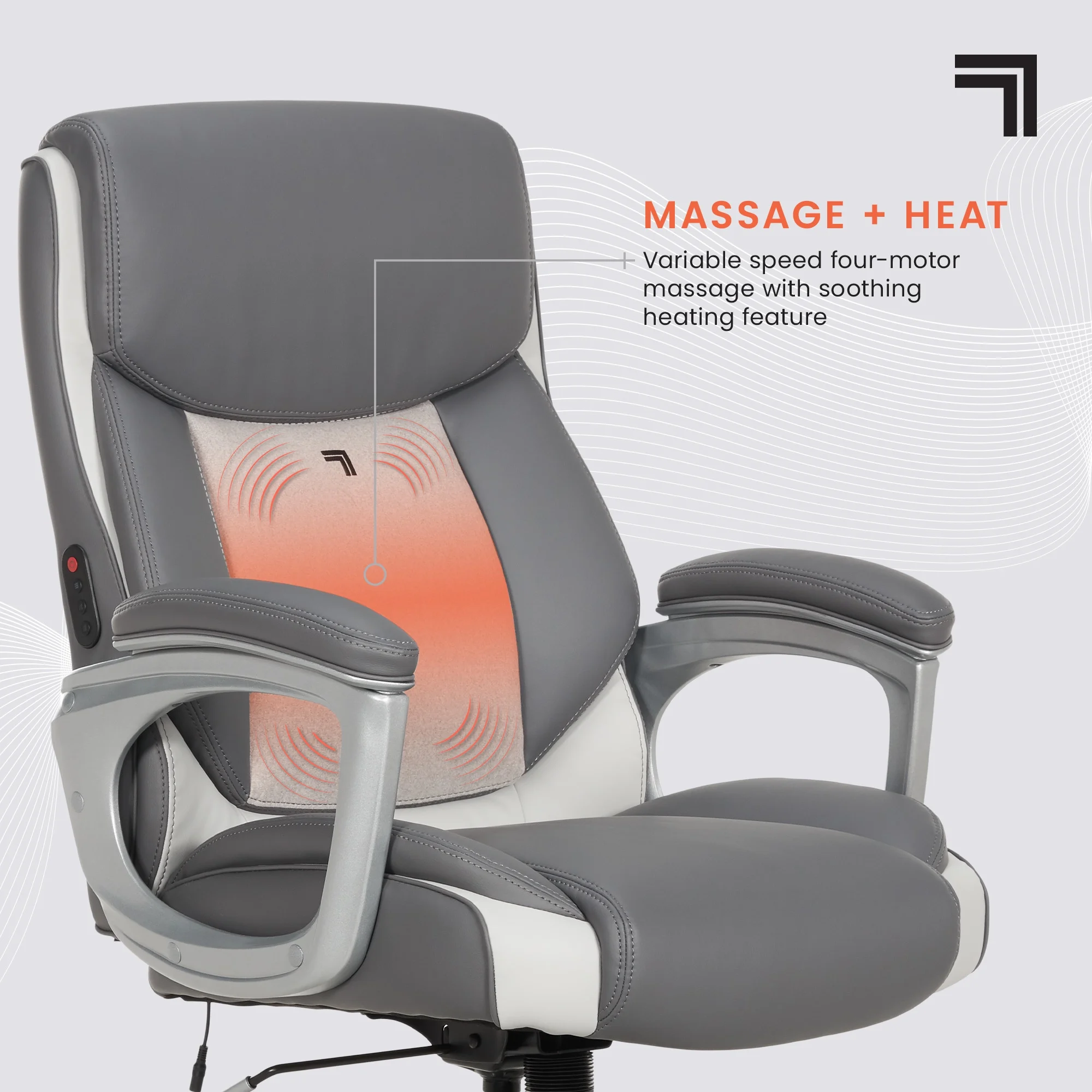 Sharper Image S-120 Massage and Heat Office Chair, Gray/White - Image 13